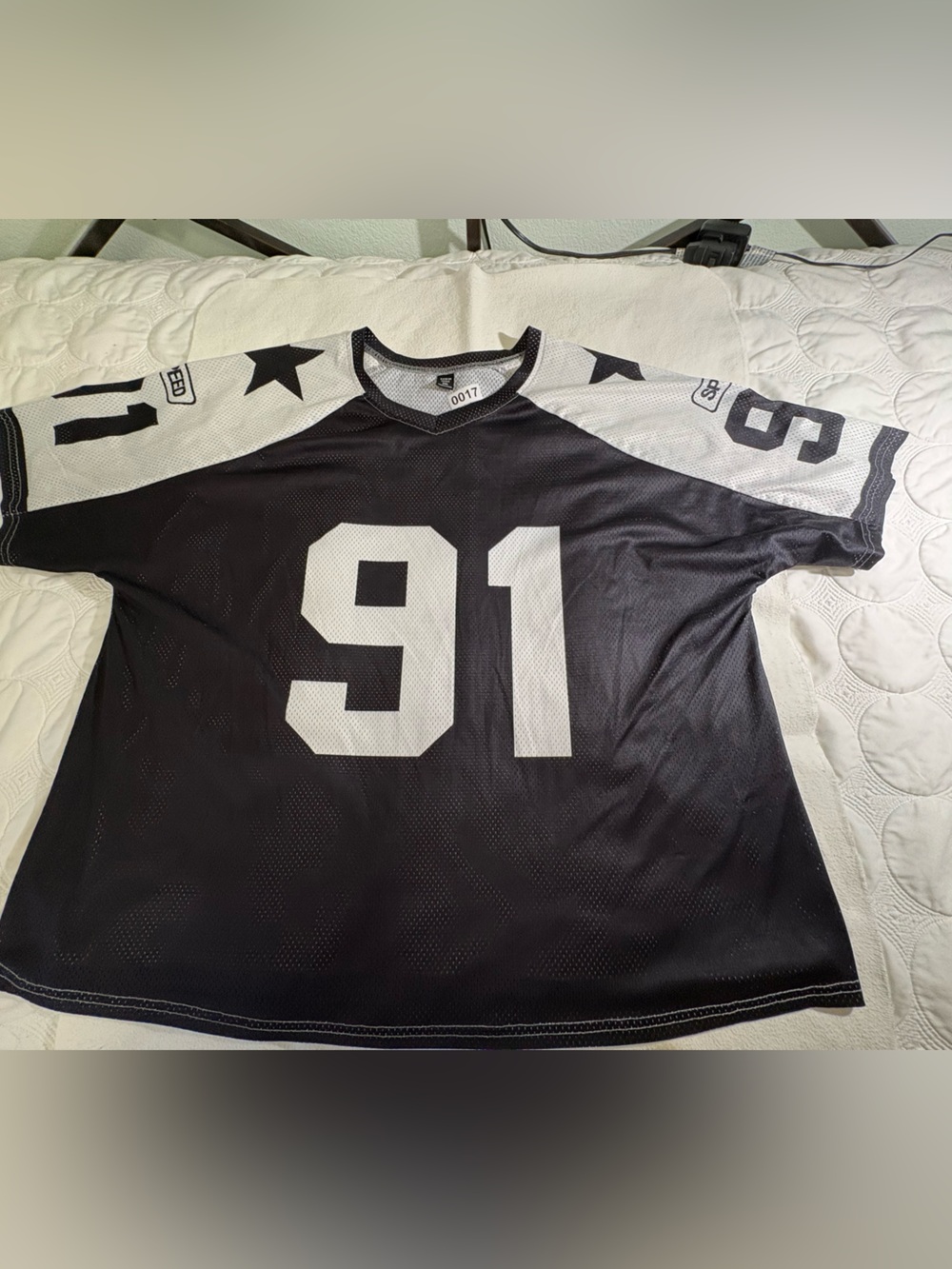 SHEIN Black and White Mesh Curve Jersey - 2XL #0017